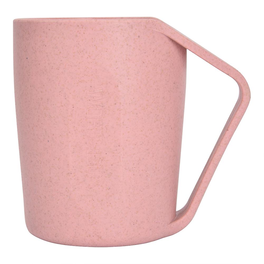 Healthy Wheat Straw Tooth Cup Water Drinking Mug Fashionable Slant Cups Pink