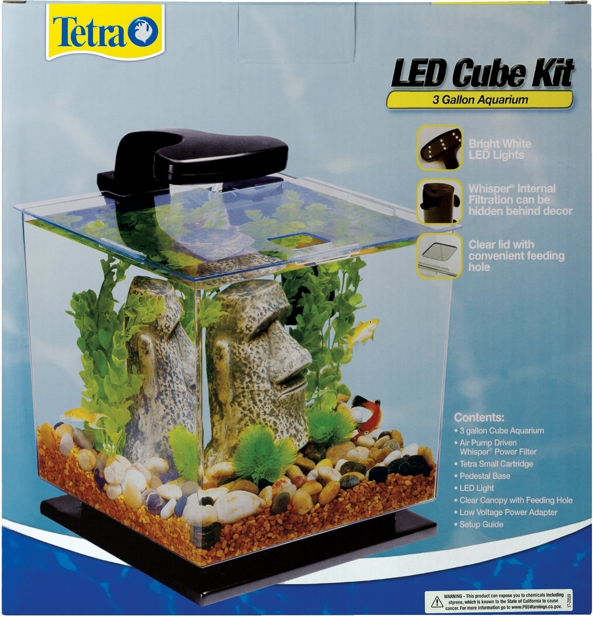 Tetra LED Cube Kit Fish Aquarium， 3-gal