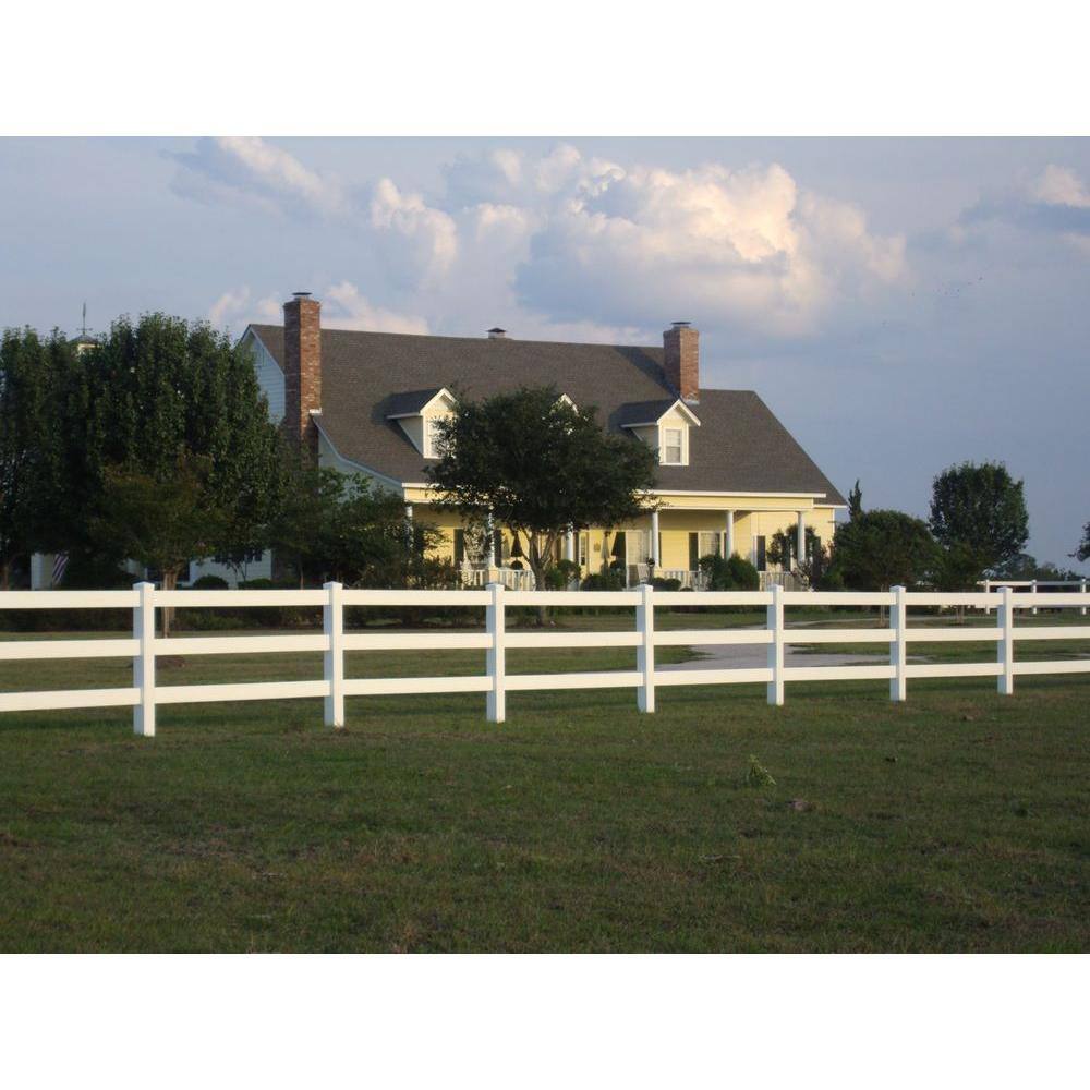 Weatherables 4 ft. H x 8 ft. W 3-Rail Vinyl Fence Panel EZ Pack PWHF-THD3RAIL6.5-1.5x5.5