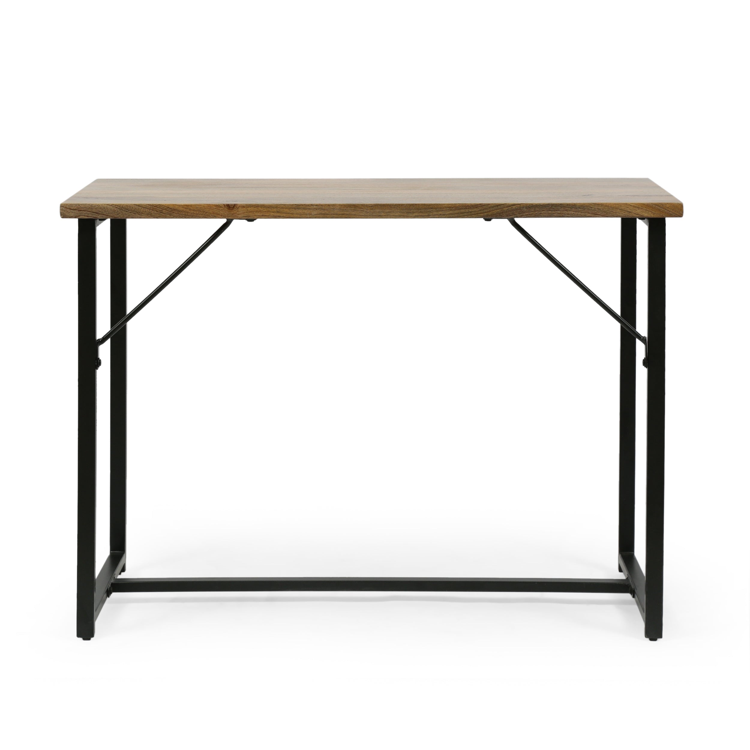 Addyston Modern Industrial Handmade Mango Wood Console Table, Honey Brown and Black