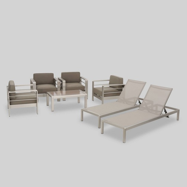 Cape Coral 7pc Aluminum Seating Set Khaki Christopher Knight Home