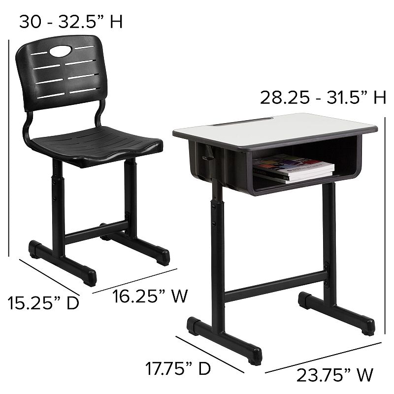 Flash Furniture Adjustable Height Student Desk and Chair 2-piece Set