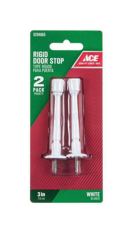 Ace 3 in. W Metal White Rigid Door Stop Mounts to door and wall