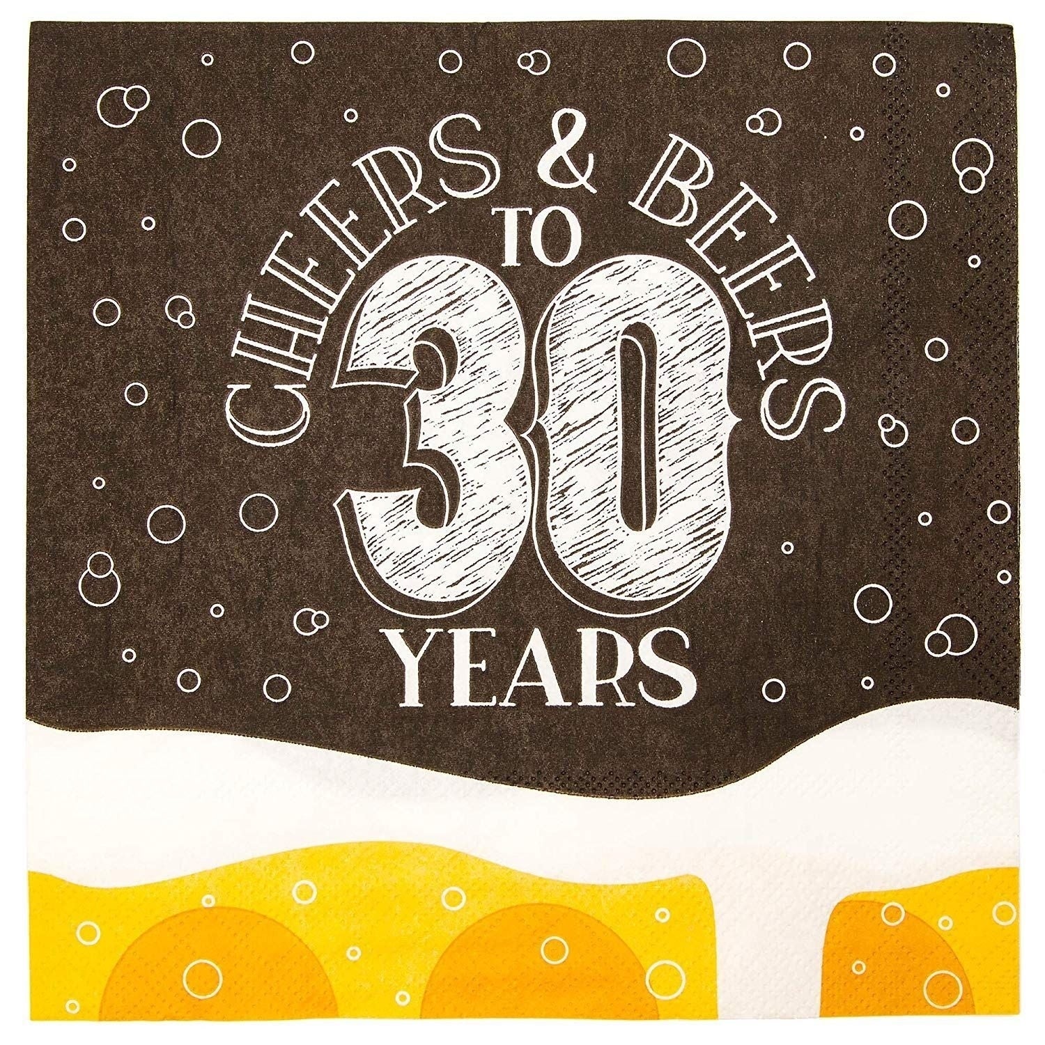 100 Pack Cheers and Beers to 30 Years Paper Napkin 6.5