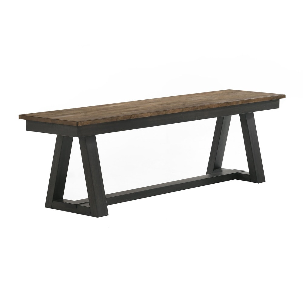 Harper Backless Bench with Trestle styled Base  Brushed Brown   Pecan