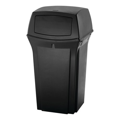 Rubbermaid FG917188BLA Ranger 45-Gallon 2-Door Waste Container， Black