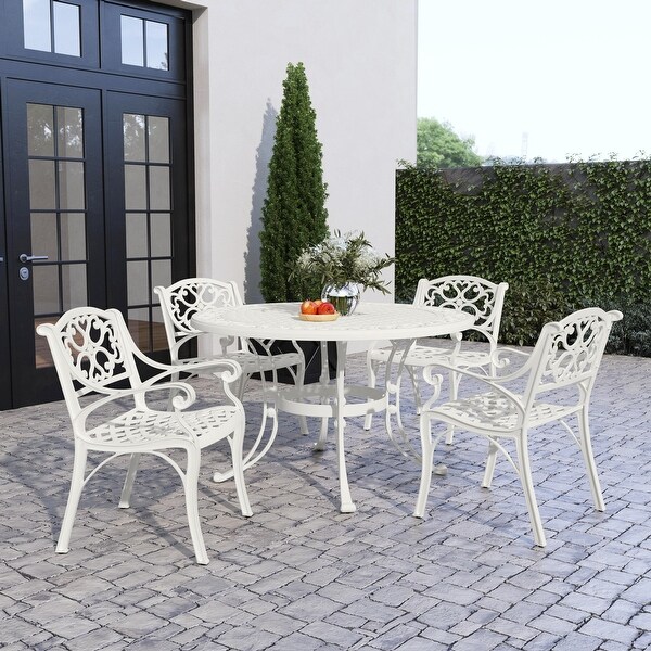 Sanibel White Aluminum 5 Piece Outdoor Dining Set