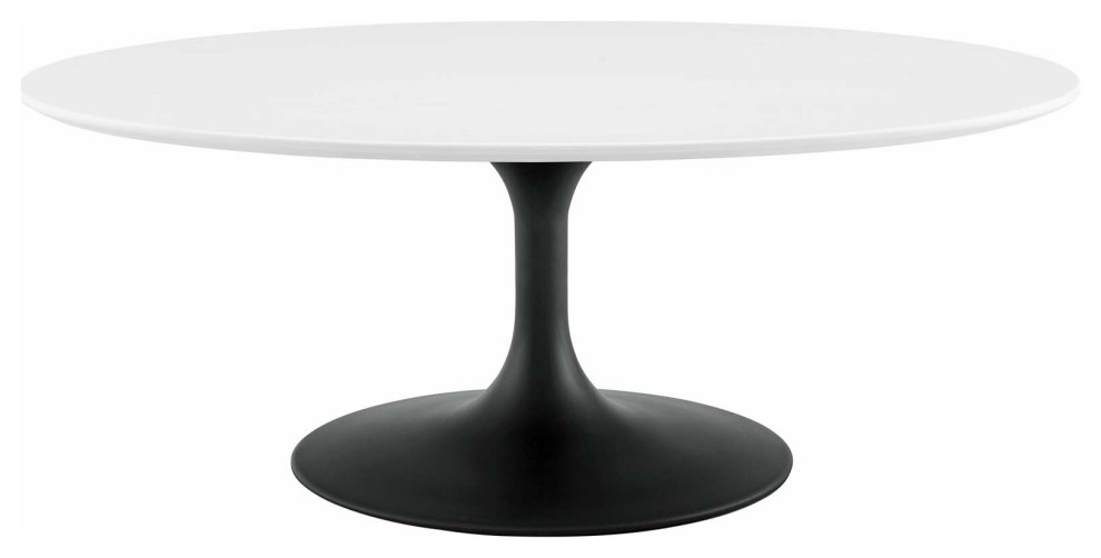 Lippa 42 quotOval Shaped Wood Coffee Table Black White   Midcentury   Coffee Tables   by Homesquare  Houzz