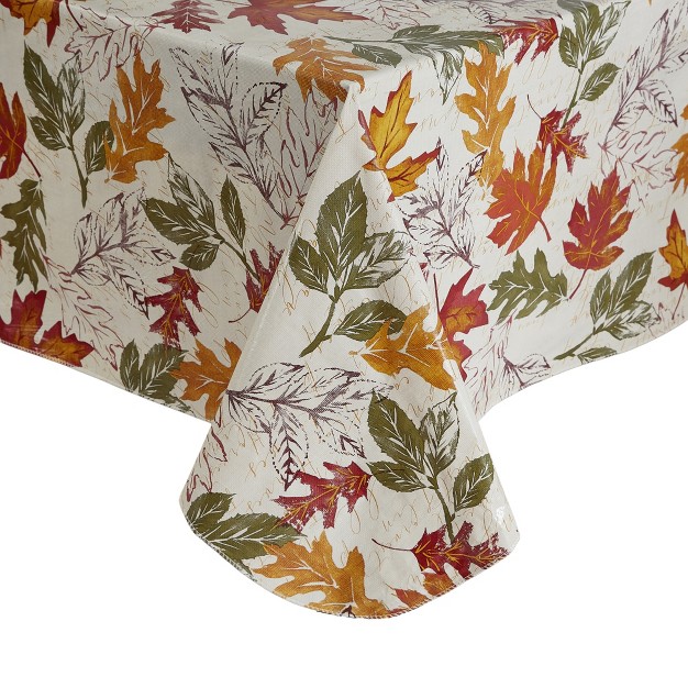 Vintage Leaves Vinyl Indoor outdoor Tablecloth Elrene Home Fashions