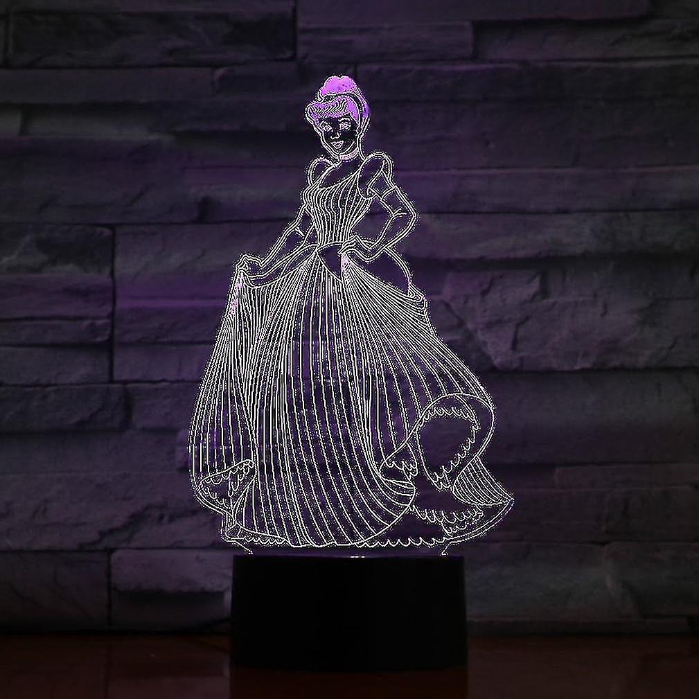 Princess Fairy Tale Cinderella Kids Bedroom Anime Table Lamp 3d Led Night Light