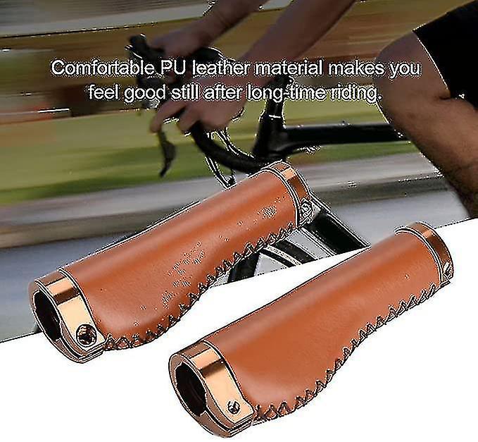 Bicycle Handle Grips， Pu Leather Bicycle Grips Leather Handlebar Cover Grips For 7/8 Inch Handle Bars Of Beach Cruiser Bikes， 1pair