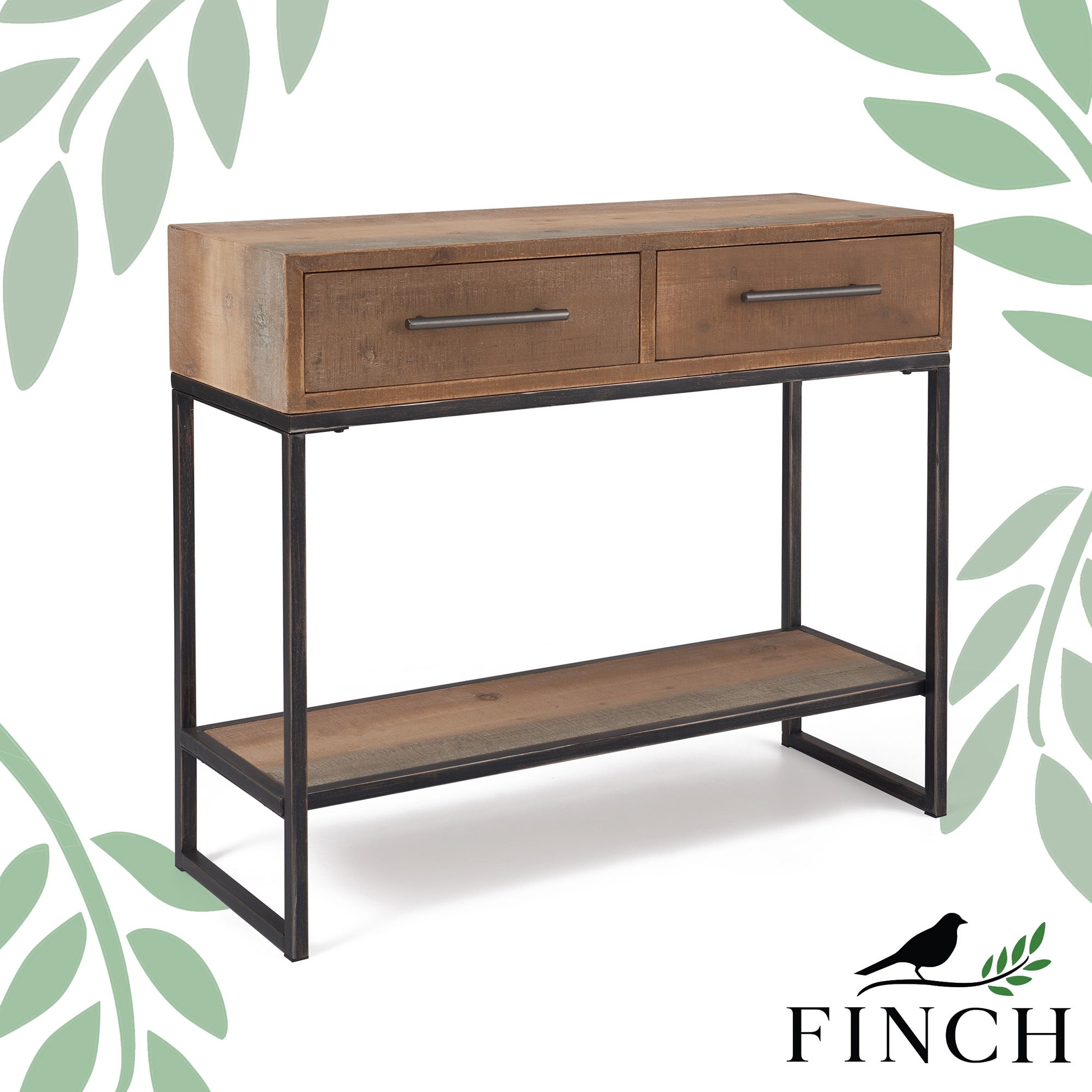 Finch Morris Wood and Metal Console Table with 2 Drawers