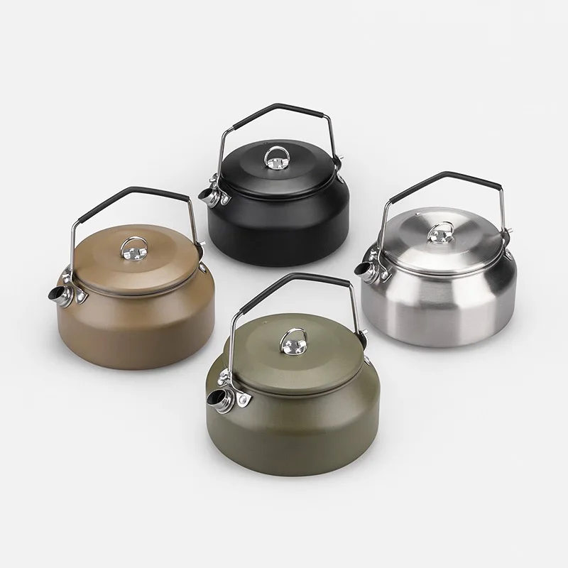 Camping portable kettle Outdoor vintage stainless steel 1L brewed tea kettle camping pour over coffee kettle