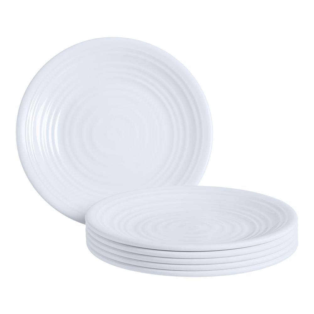 StyleWell Taryn Melamine Salad Plates in Ribbed Solid White (Set of 6) FF5879WHT