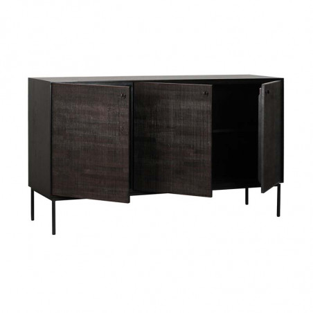 Buffet 3 portes en teck noir vernis Grooves Ethnicraft - Mobilier intérieur - Mobilier - GRIIN