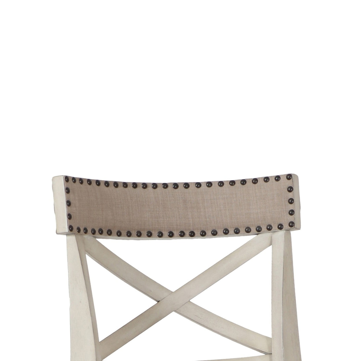 Curved X Shaped Back Swivel Barstool with Fabric Padded Seating， Antique White- Saltoro Sherpi