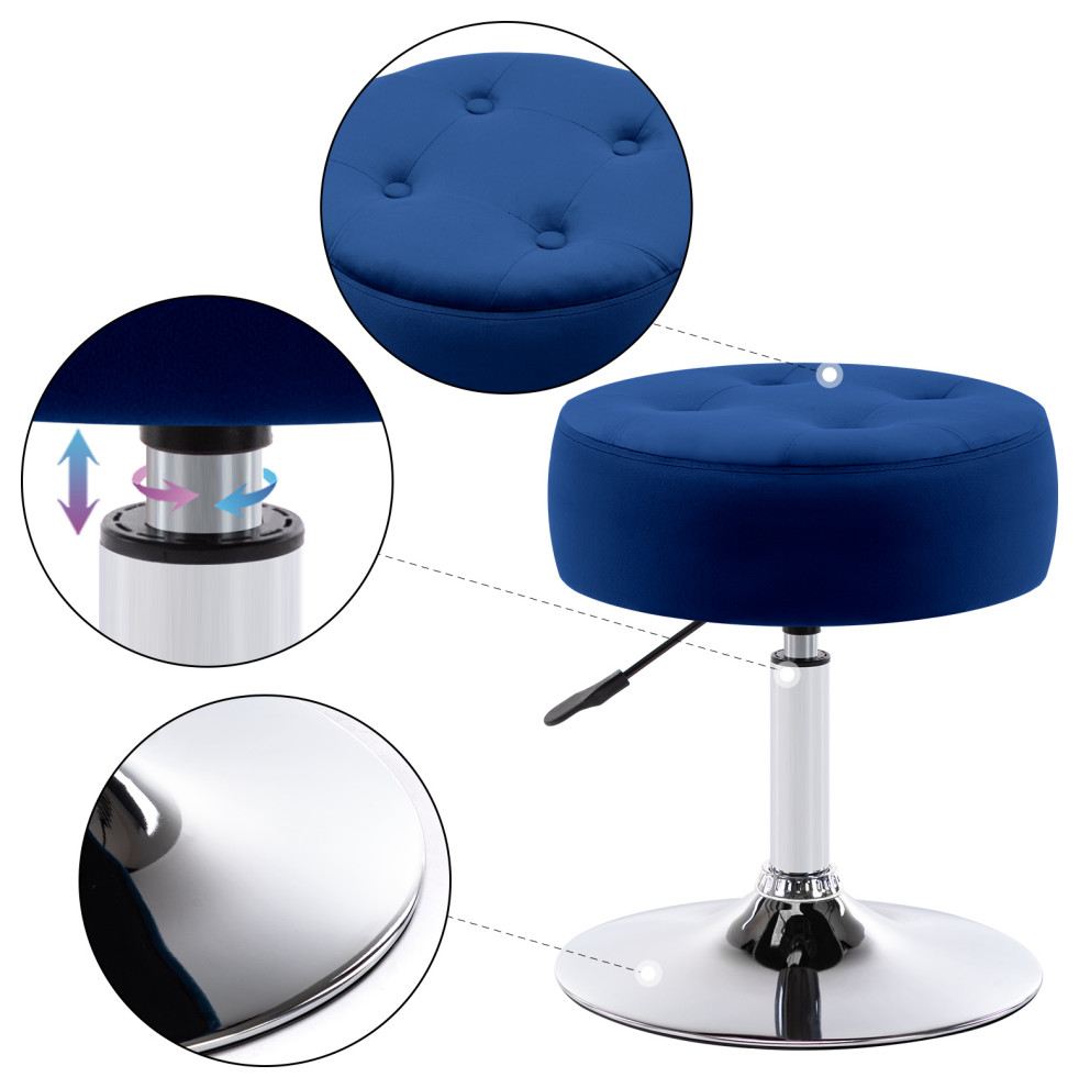 Round Swivel Velvet Vanity Stool   Contemporary   Vanity Stools And Benches   by Duhome inc  Houzz