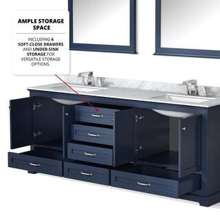 Lexora Dukes 80 in. W x 22 in. D Navy Blue Double Bath Vanity and Carrara Marble Top LD342280DEDS000