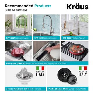 KRAUS Undermount Granite Composite 32 in. Single Basin Kitchen Sink Kit in Black KGU-413B