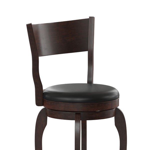 Classic Wooden Bar Stool with Bowed Frame and Upholstered Seat