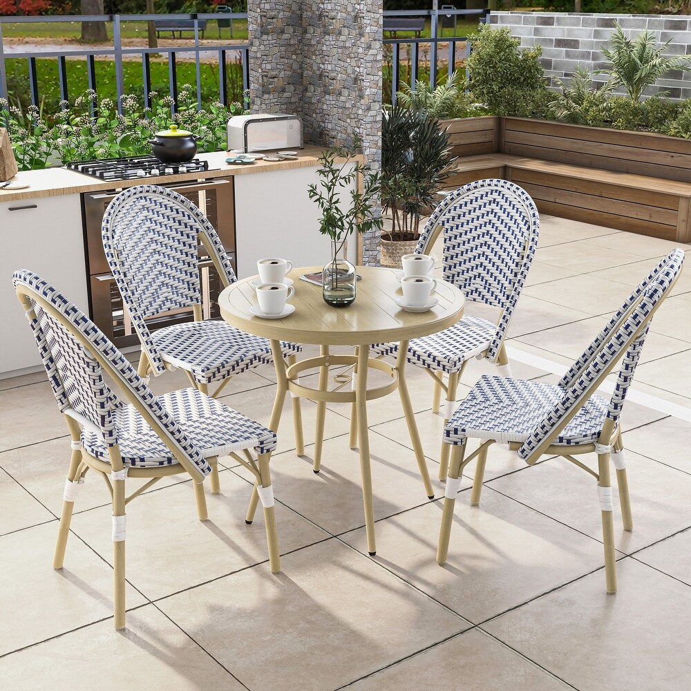 Ariel Modern 5 Piece Aluminum 32 inch Round Bistro Table and Chairs Set by Furniture of America