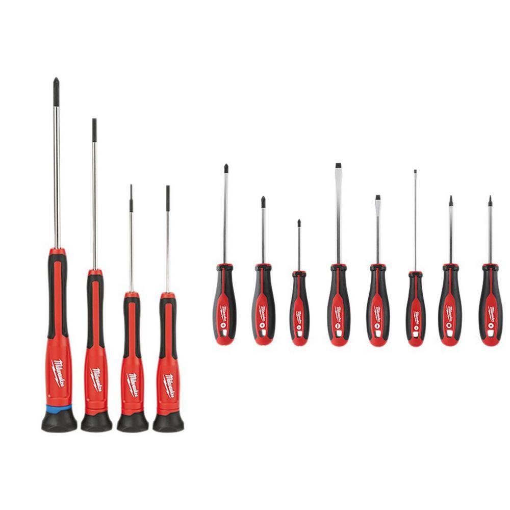 MW 4-Piece Precision Screwdriver Set with 8-Piece Screwdriver Kit with Square (12-Piece) 48-22-2604-48-22-2718