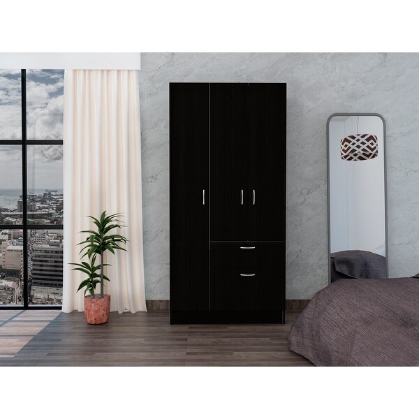 Ramblas 2-Cabinet Bedroom Armoire， with One Drawer and One Hidden Drawer for Shoes - - 33834924