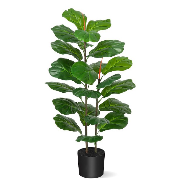 Trinity 39 Inch Artificial Ficus Lyrata Fiddle Leaf Fig Tree For Indoor Outdoor House Living Room Office Green