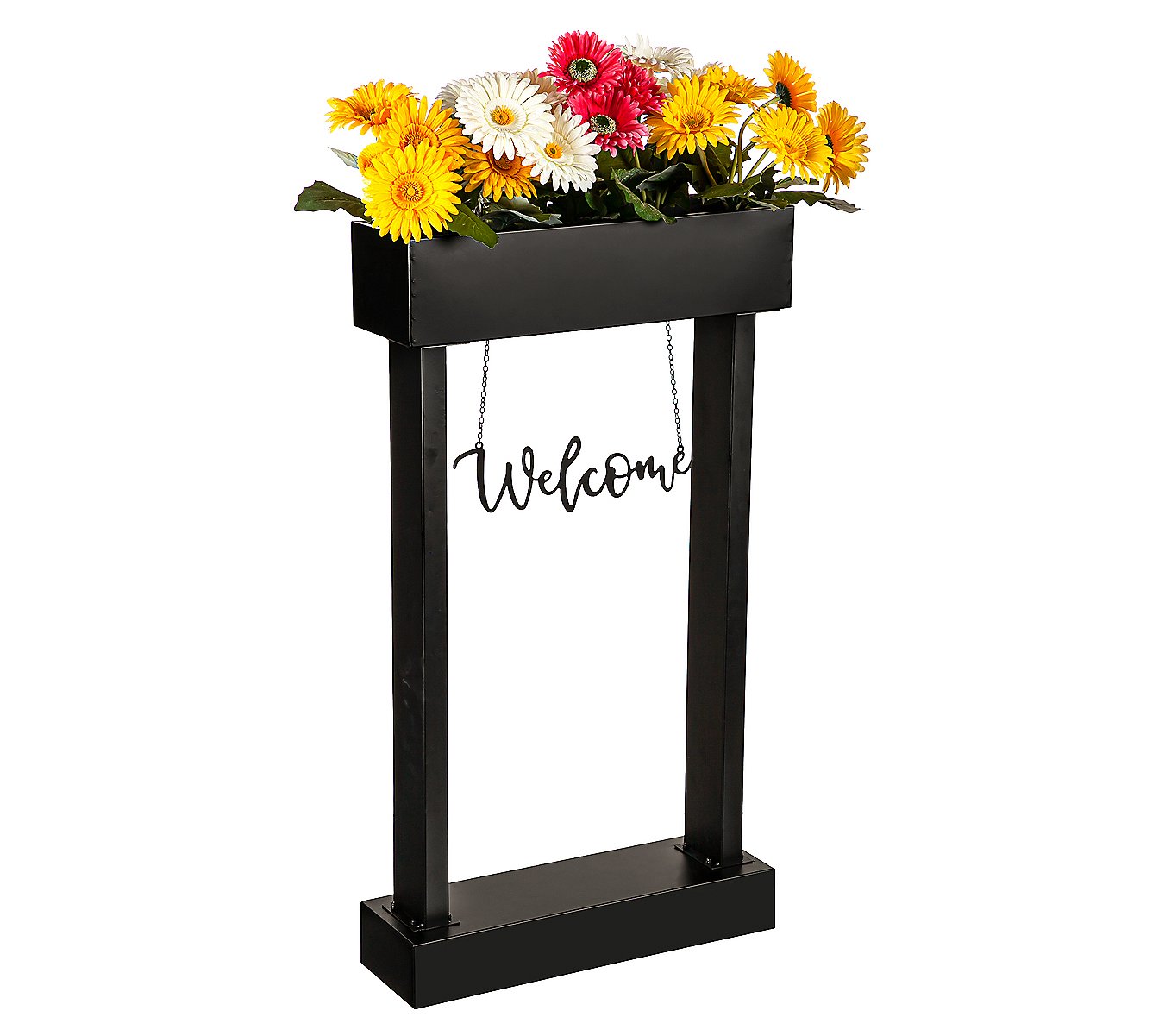 Evergreen Front Door Planter w Sign， Welcome