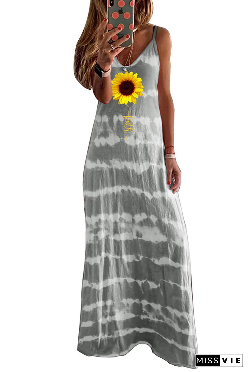 Tie Dyed Print Loose Sling Dress