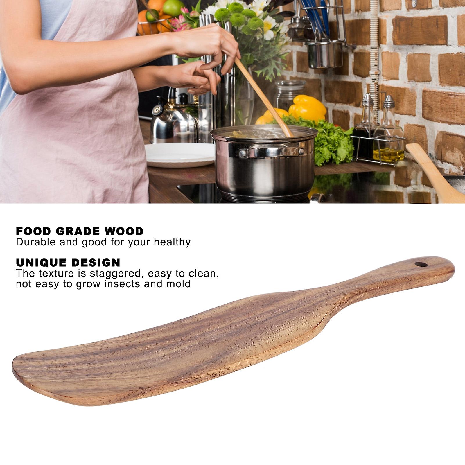 Wooden Spurtle For Cooking， Teak Wood Spatula Nonstick Spreading Cream Utensils For Sourdough Starter Stirring， Mixing， Serving[25.5*6 Cm]