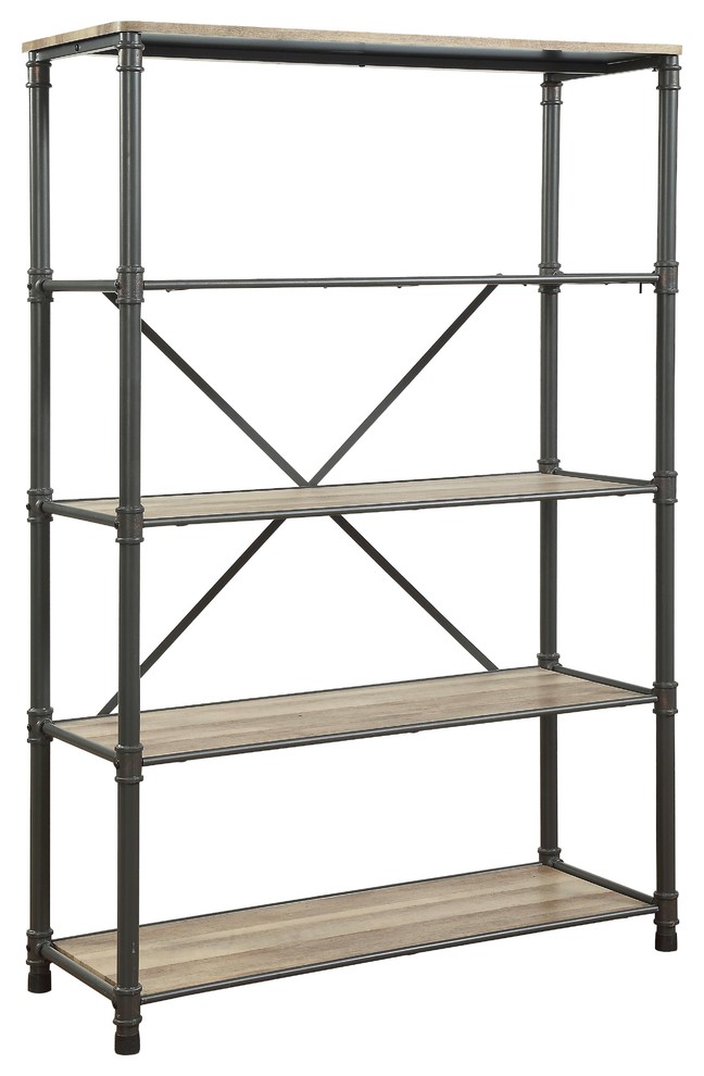 ACME Ingrid Bookshelf  Sandy Gray and Oak   Industrial   Bookcases   by Acme Furniture  Houzz