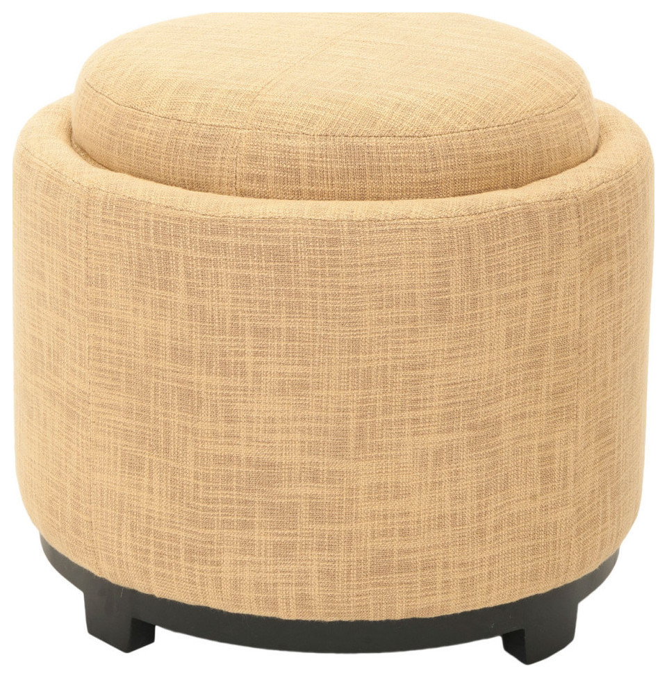 Litsie Round Tray Ottoman  Gold/Black   Transitional   Footstools And Ottomans   by Rustic Home Furniture Deco  Houzz