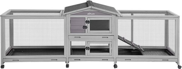 Aivituvin-AIR65 Indoor House Easy Moving Large Bunny Rabbit Hutch， Gray