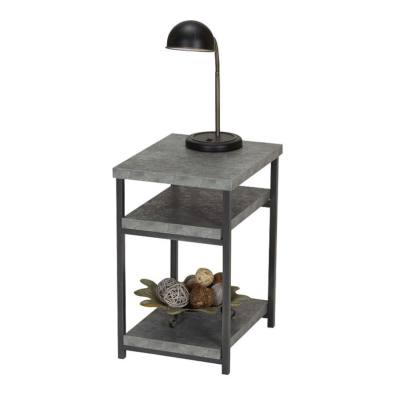 Household Essentials Faux Concrete 2-Shelf End Table