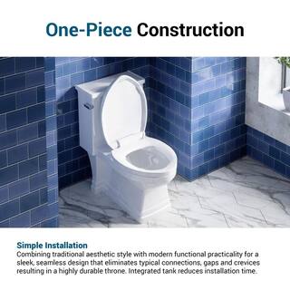 PELHAM  WHITE Crestmont 1-piece 1.28 GPF Single Flush Elongated Toilet in White Soft-Close Seat Included PWT1004