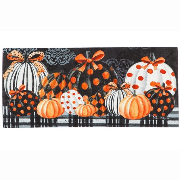 Home amp Garden Elegant Pattern Pumpkins Mat One Insert Mat 25 Inches Sassafras Halloween 431572 Rubber Black