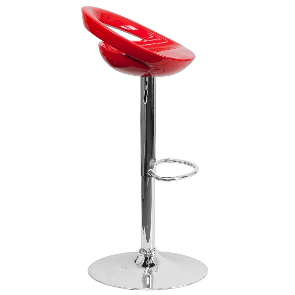 Plastic Rounded Cutout Back Adjustable Height Bar Stool   18.25\