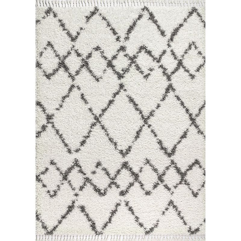 JONATHAN Y Mercer Shag Plush Tassel Moroccan Tribal Geometric Trellis Rug