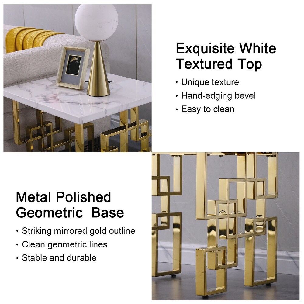 Luxury White and Gold Living Room Tables Coffee Table End Table Console Table for Living Room Guest Hall Reception Room Entryway