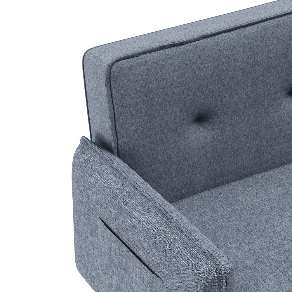 75 inch Convertible Sofa Bed  Versatility Futon Sofa Couch with Side Pockets and Adjusable Headrest  for Living Room  Apartment