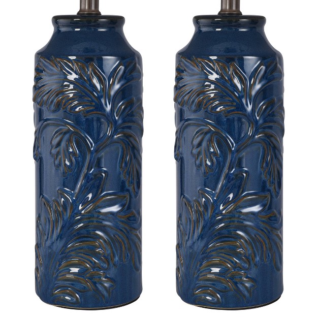 Set Of 2 Cloverfield Ceramic Table Lamps Navy Blue Stylecraft