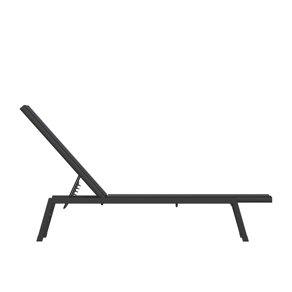 Weather Textilene Adjustable Chaise Lounge Chair with Arms