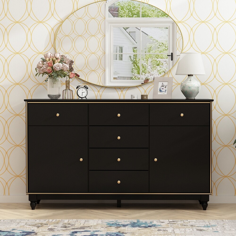 6 Drawer Buffet Lacquer Sideboard Combo Dresser Kitchen Cabinet