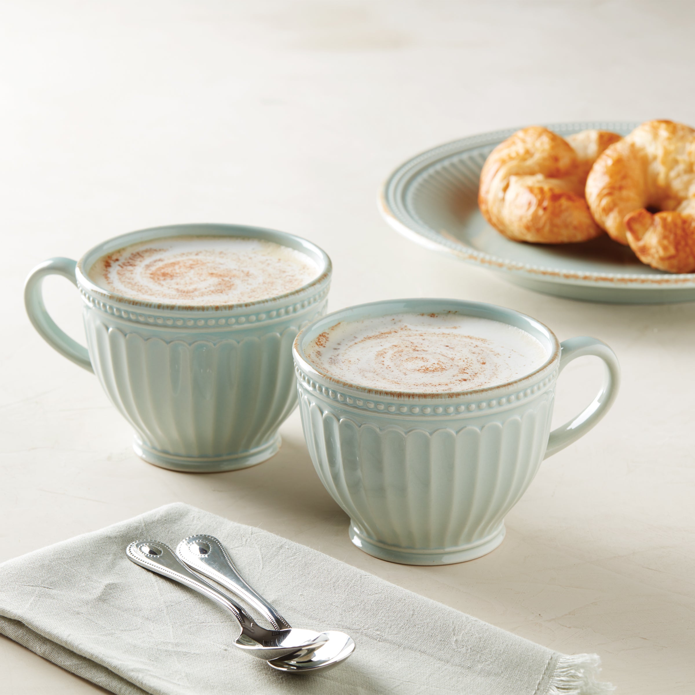 French Perle Groove 2-Piece Latte Mug Set