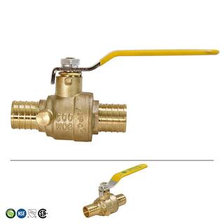 The Plumber's Choice 1 in. Full Port PEX Barb Ball Valve Water Shut Off with Drain 10405PV