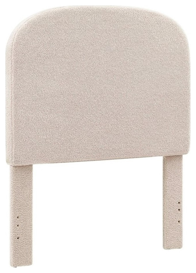 Linon Tristan Twin Sherpa Upholstered Rounded Headboard in Off White   Transitional   Headboards   by Homesquare  Houzz