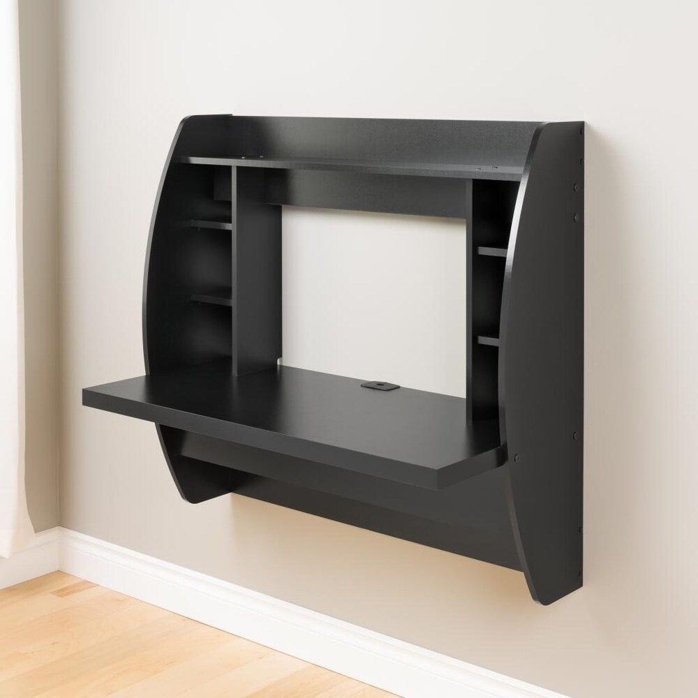 Prepac Floating Desk   Versatile Wall Mounted Desk for Small Spaces  Efficient Computer Desk with Storage