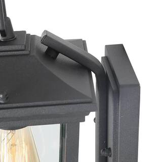 LNC Modern Coastal Matte Black Outdoor Sconce 1-Light Wall Mount Lantern with Clear Glass for Patio Porch Entry A03278S