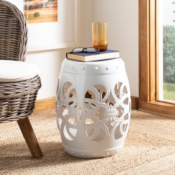 SAFAVIEH Imperial Vine White Ceramic Decorative Garden Stool